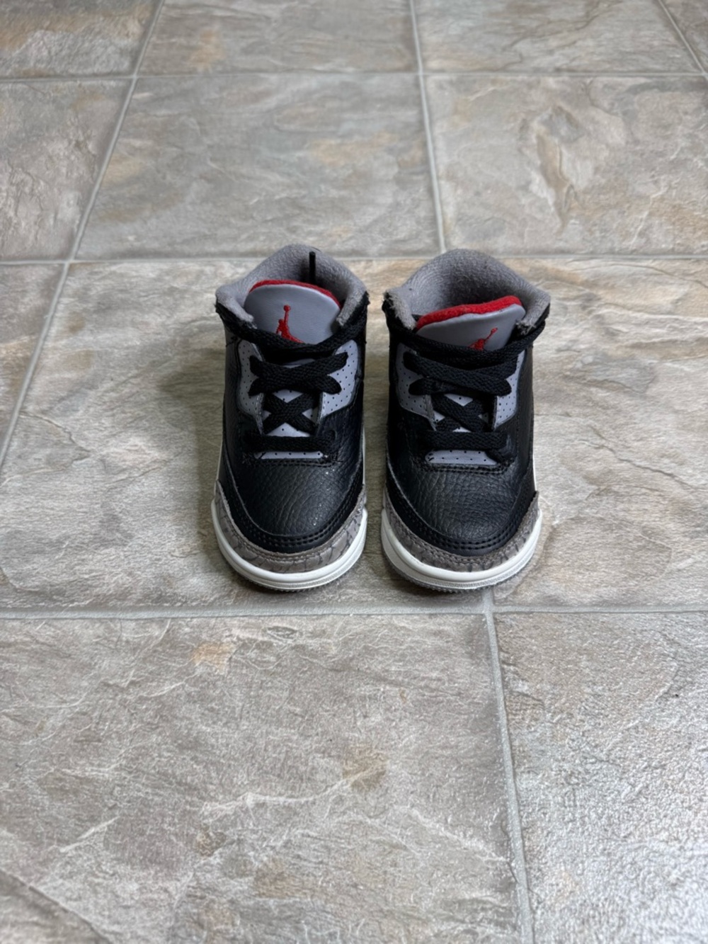 Air Jordan 3 Retro Black Cement TD Shoe Size 5c Black DM0968-010 Preowned